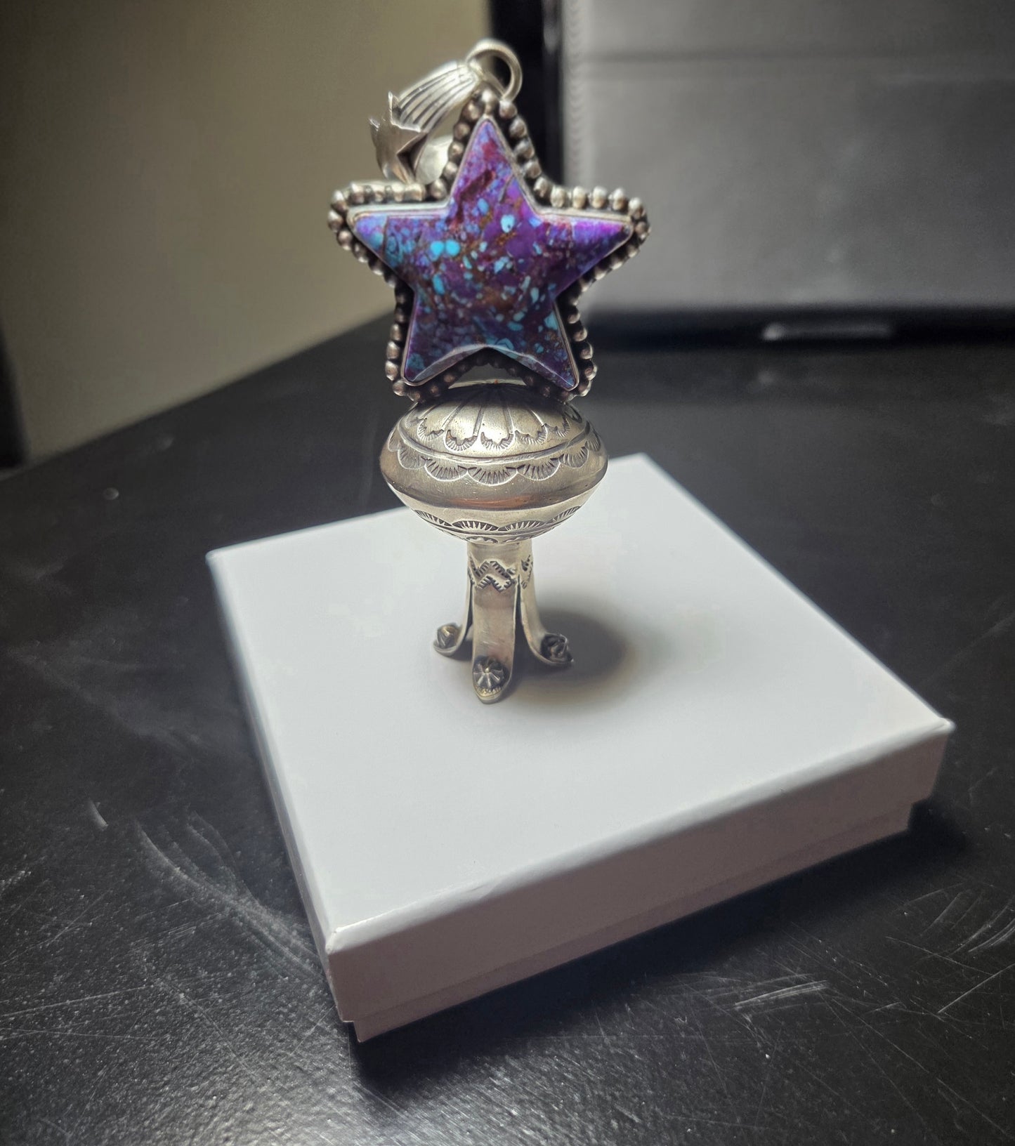 Sterling Silver Purple Mojave Turquoise Star Pendent