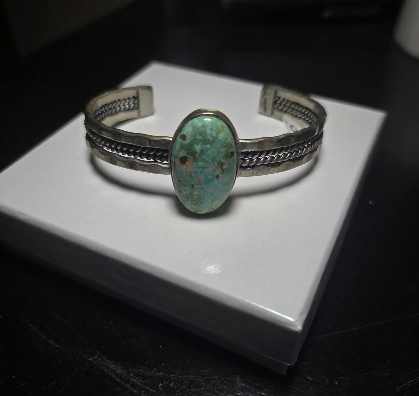 Green Kingman Turquoise Sterling Silver Cuff Bracelet