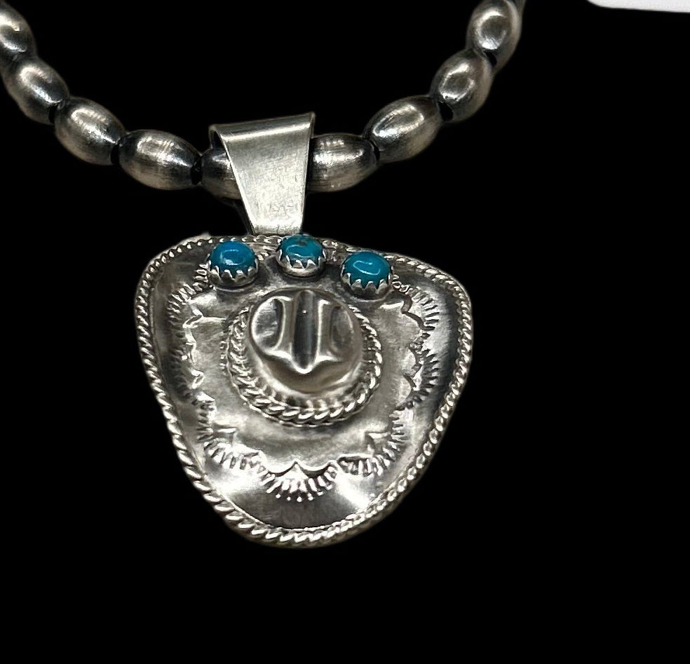 Cowboy Hat Pendant by Gilbert Platero - Sterling Silver Navajo Jewelry
