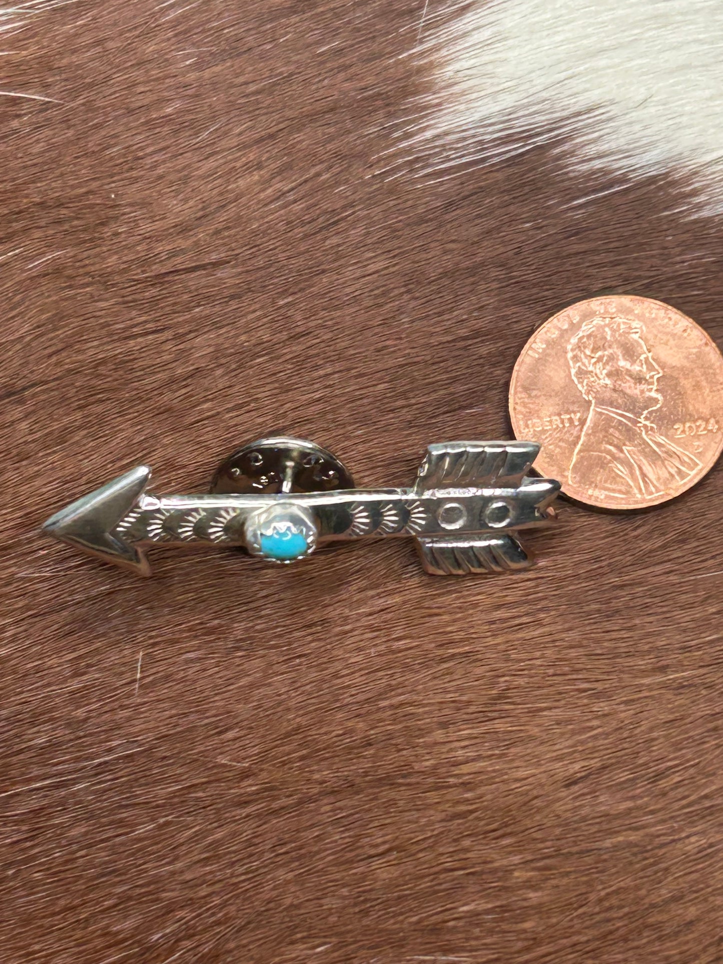 Arrow Pin -Arrow Pin with turquoise stone - Sterling Silver Southwestern