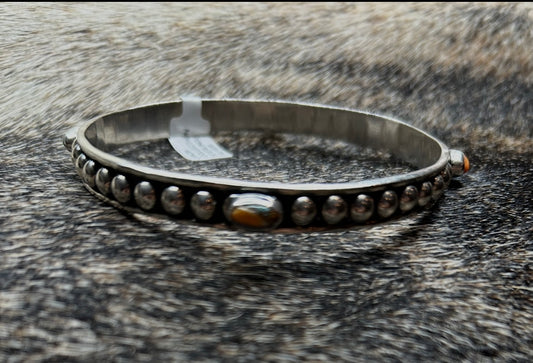 Sterling Silver Bangle with Spiny Oyster stones