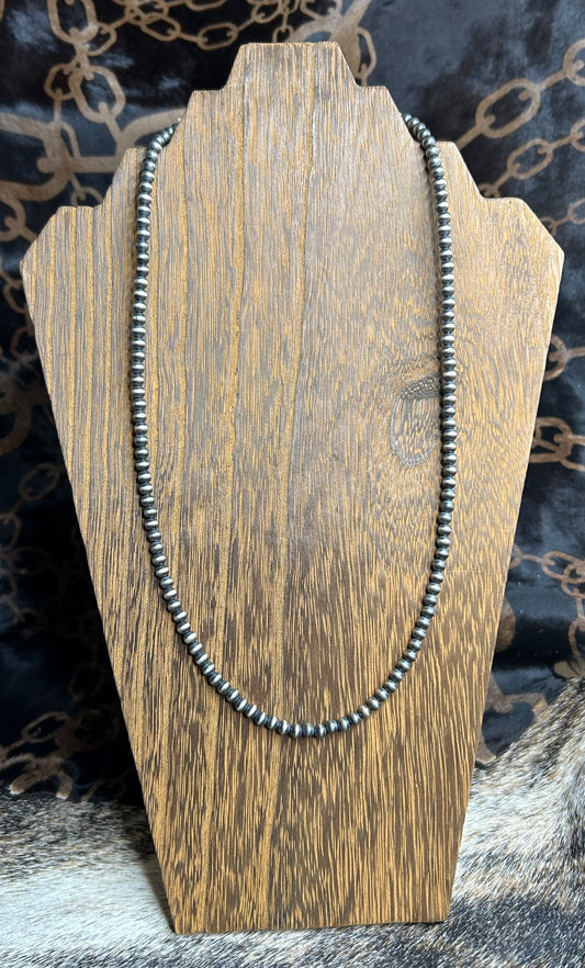 5MM 24" - SS Hand Strung - Dessert Pearl Necklace w/2 inch Extension