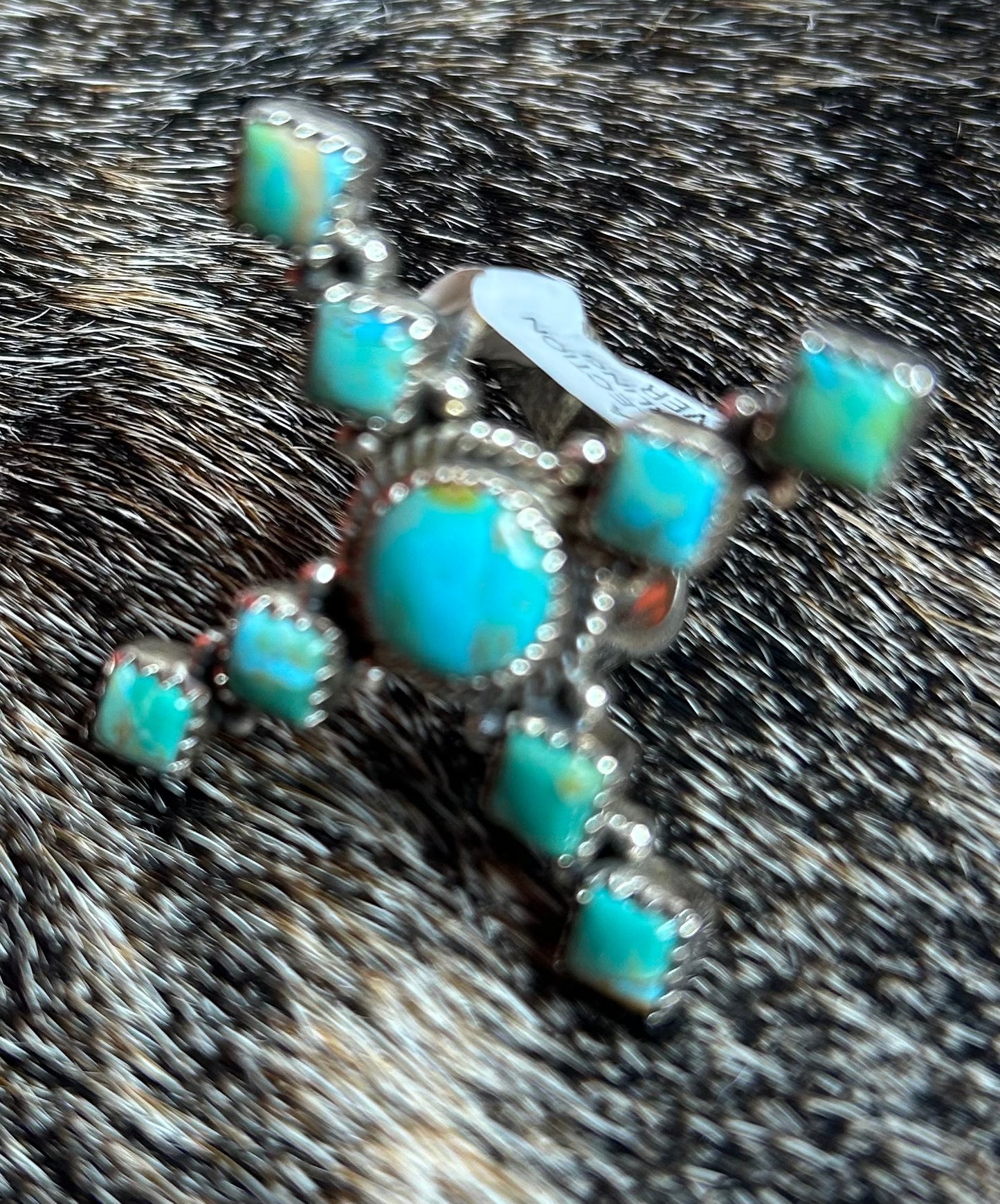 Kingman Turquoise Cross Adjustable Ring