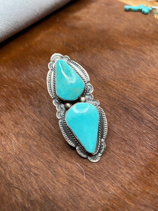 Kingman Turquoise Statement Ring Size 9.5