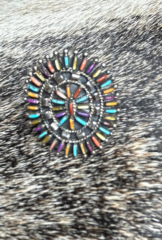 VIntage Zuni petite point multi color ring size 7