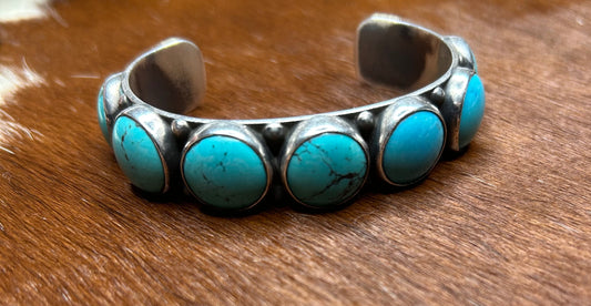 Federico Jimenez SS and Turquoise Cabochon Cuff