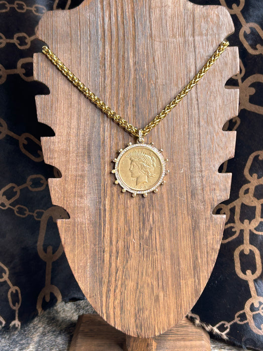 Gold Coin Medallion Necklace