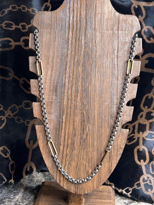 Mixed Metal Link Chain Necklace