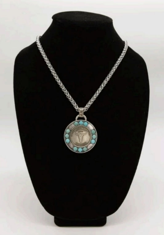 Turquoise Coin Pendant necklace