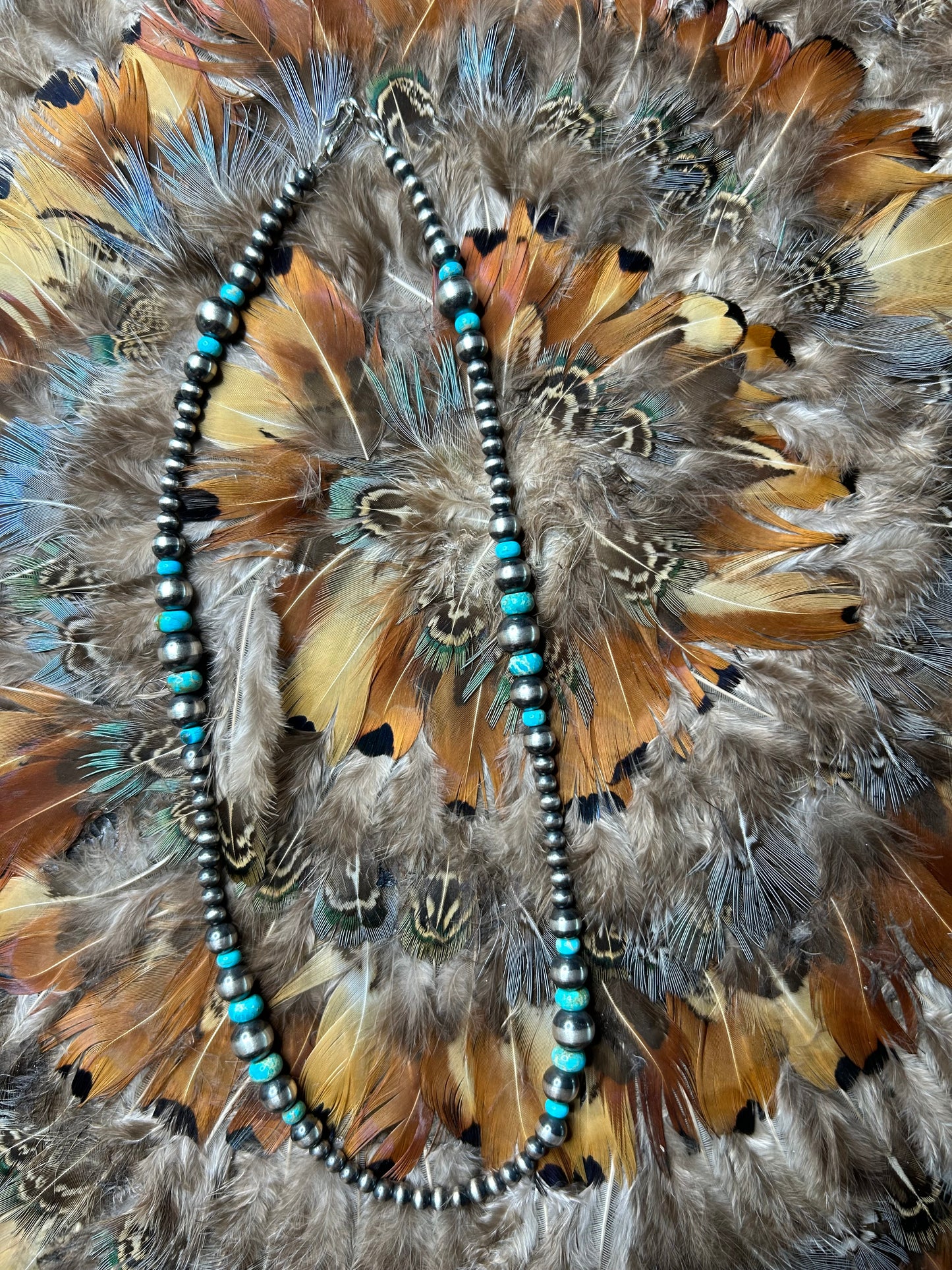 Necklace - Graduated Navajo Pearl Necklace with Turquoise