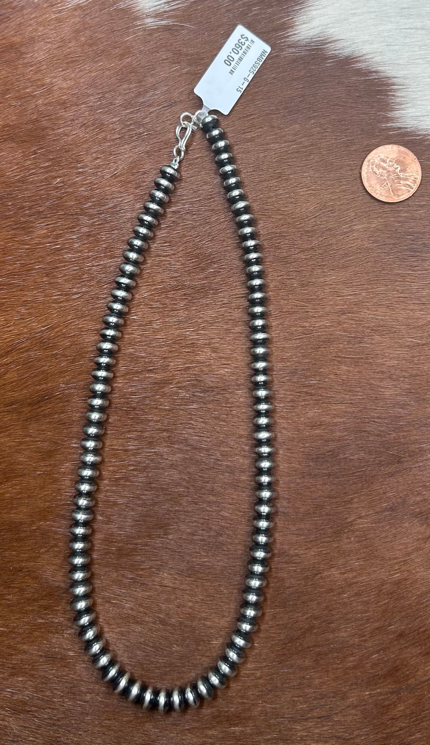 Necklace - Saucer Pearl Necklace - 5.5MM 16" Sterling Silver Southwestern Jewelry