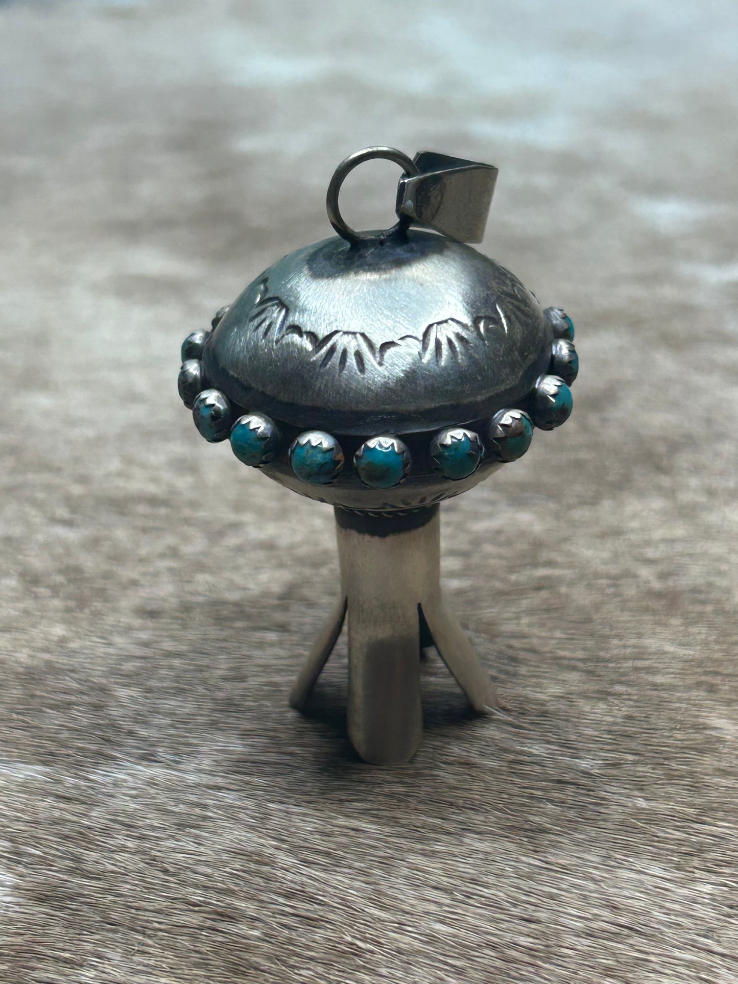 Pendent - Turquoise Blossom Pendant - Sterling Silver Southwestern Jewelry