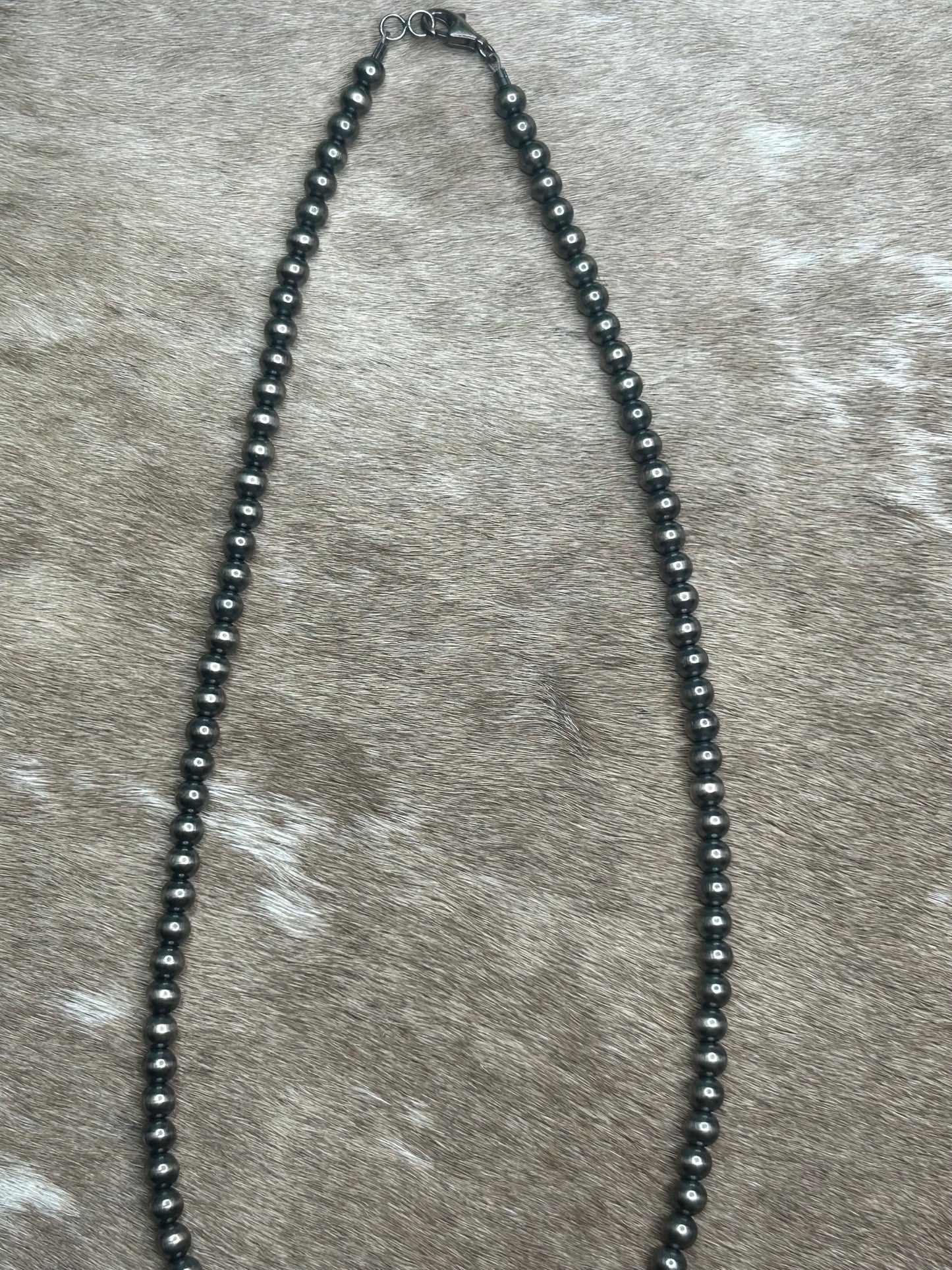 Necklace - Navajo Pearl Necklace - 6MM 22" Sterling Silver Southwestern Jewelry