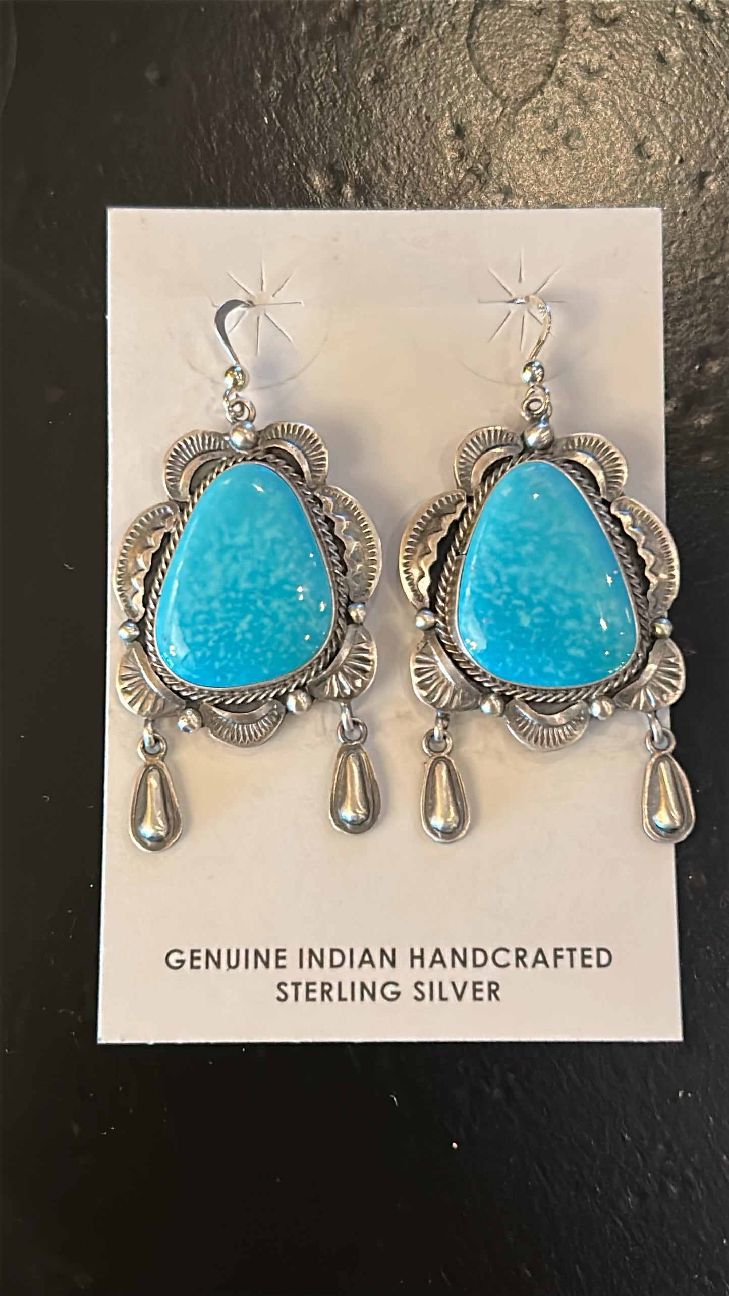 Earrings -Turquoise Drop Earrings – Sterling Silver