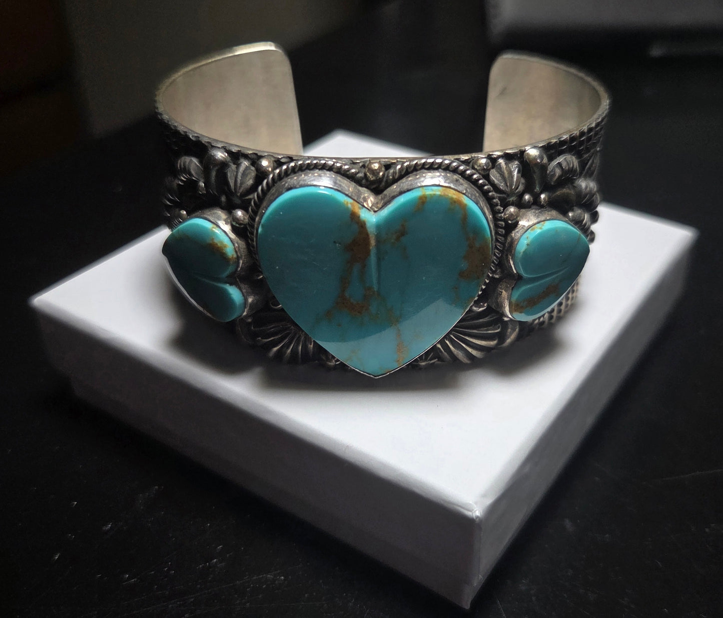 Turquoise Heart Sterling Silver Cuff Bracelet