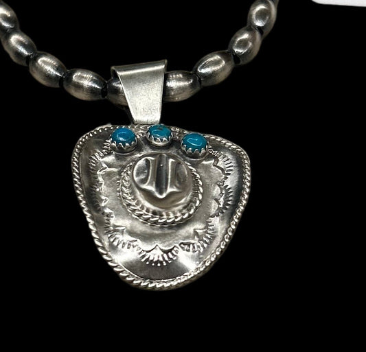 Cowboy Hat Pendant by Gilbert Platero - Sterling Silver Navajo Jewelry