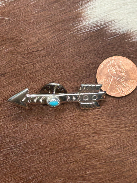 Arrow Pin -Arrow Pin with turquoise stone - Sterling Silver Southwestern