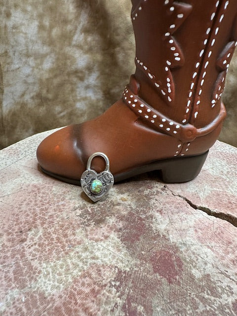 Turquoise Heart PadLock Charm