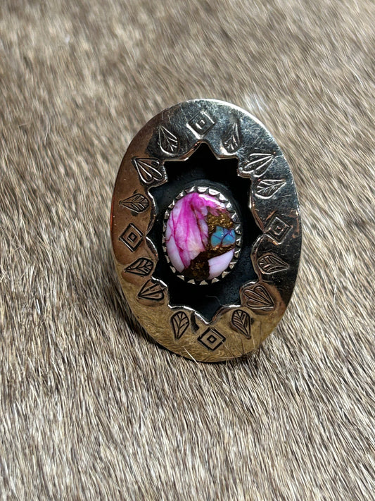 Pink Dalia Shadow Box SS ring size 6