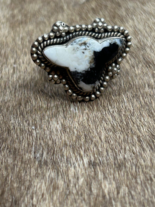 White Buffalo SS statement Ring Adjustable