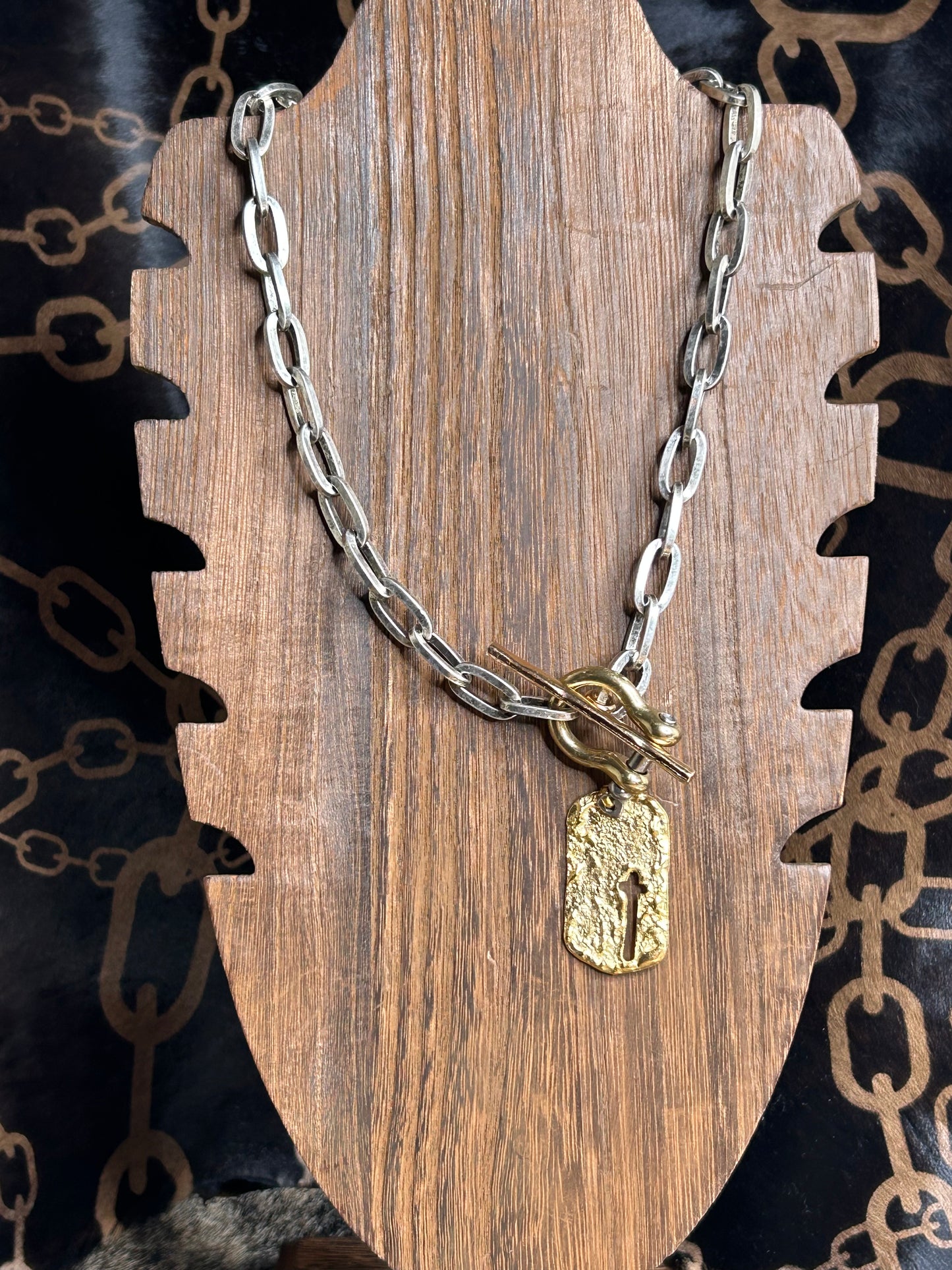 Rustic Gold Cross Tag Necklace