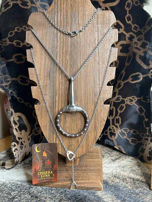 Silver Studded Equestrian Bit Necklace