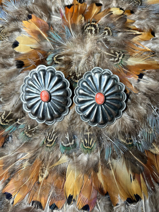 Earrings - Rita Lee Red Spiny concho earrings