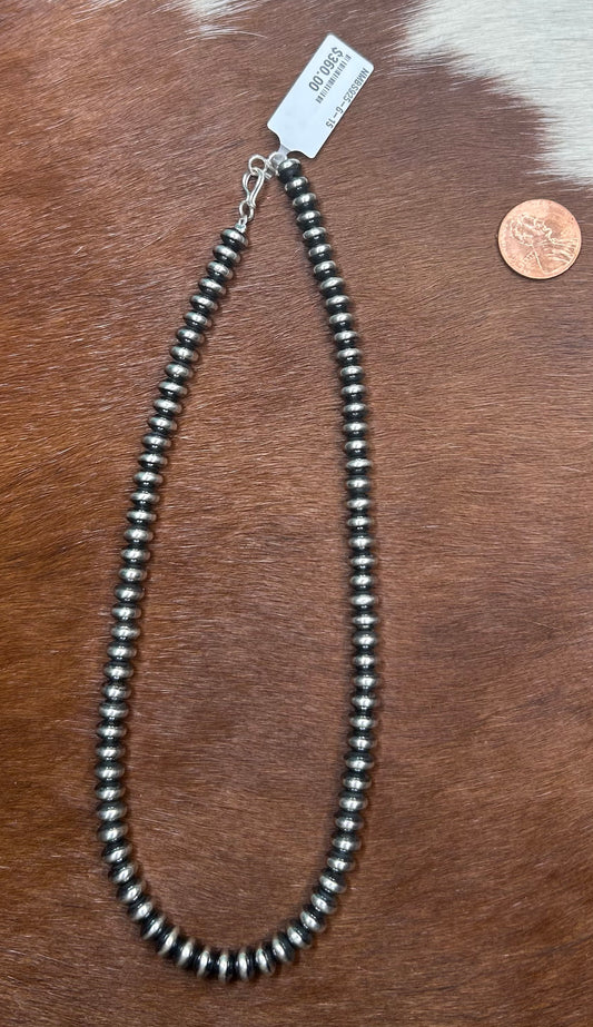 Necklace - Saucer Pearl Necklace - 5.5MM 16" Sterling Silver Southwestern Jewelry