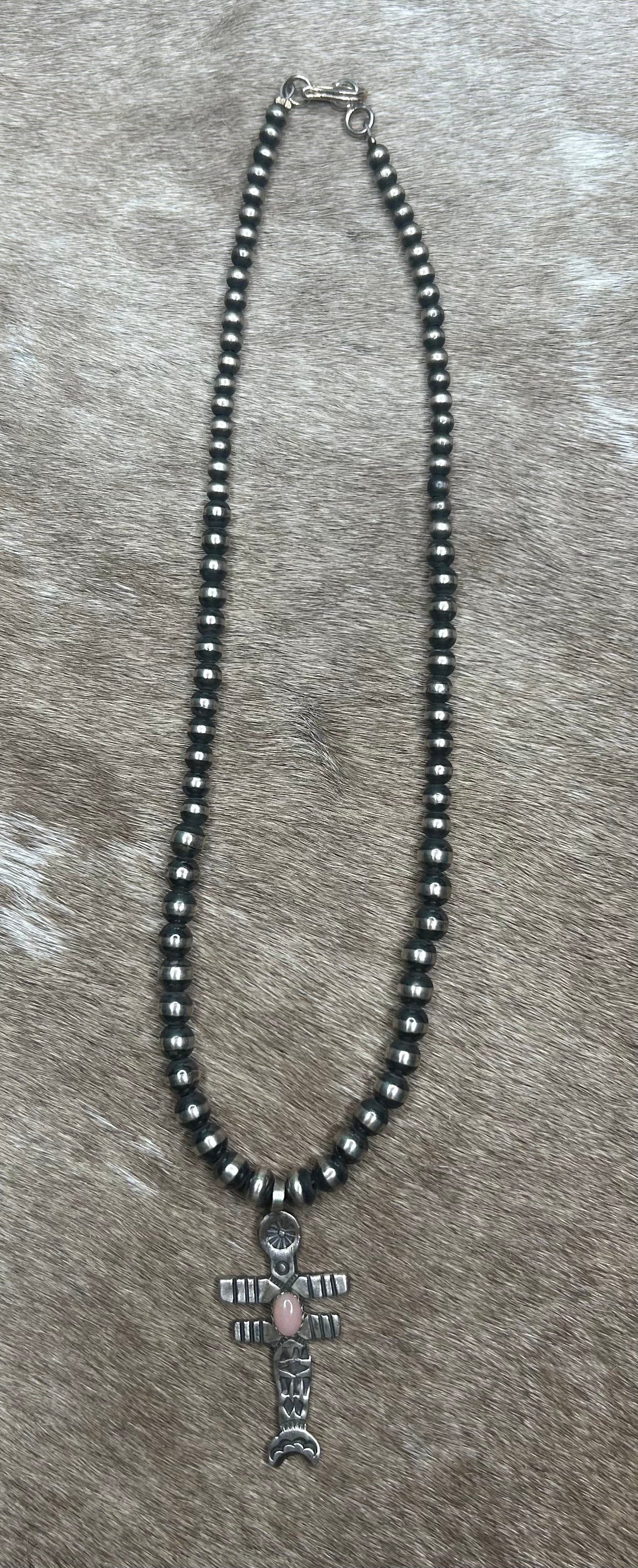 Necklace- Graduate Pearls with Pendent and pink conch stone