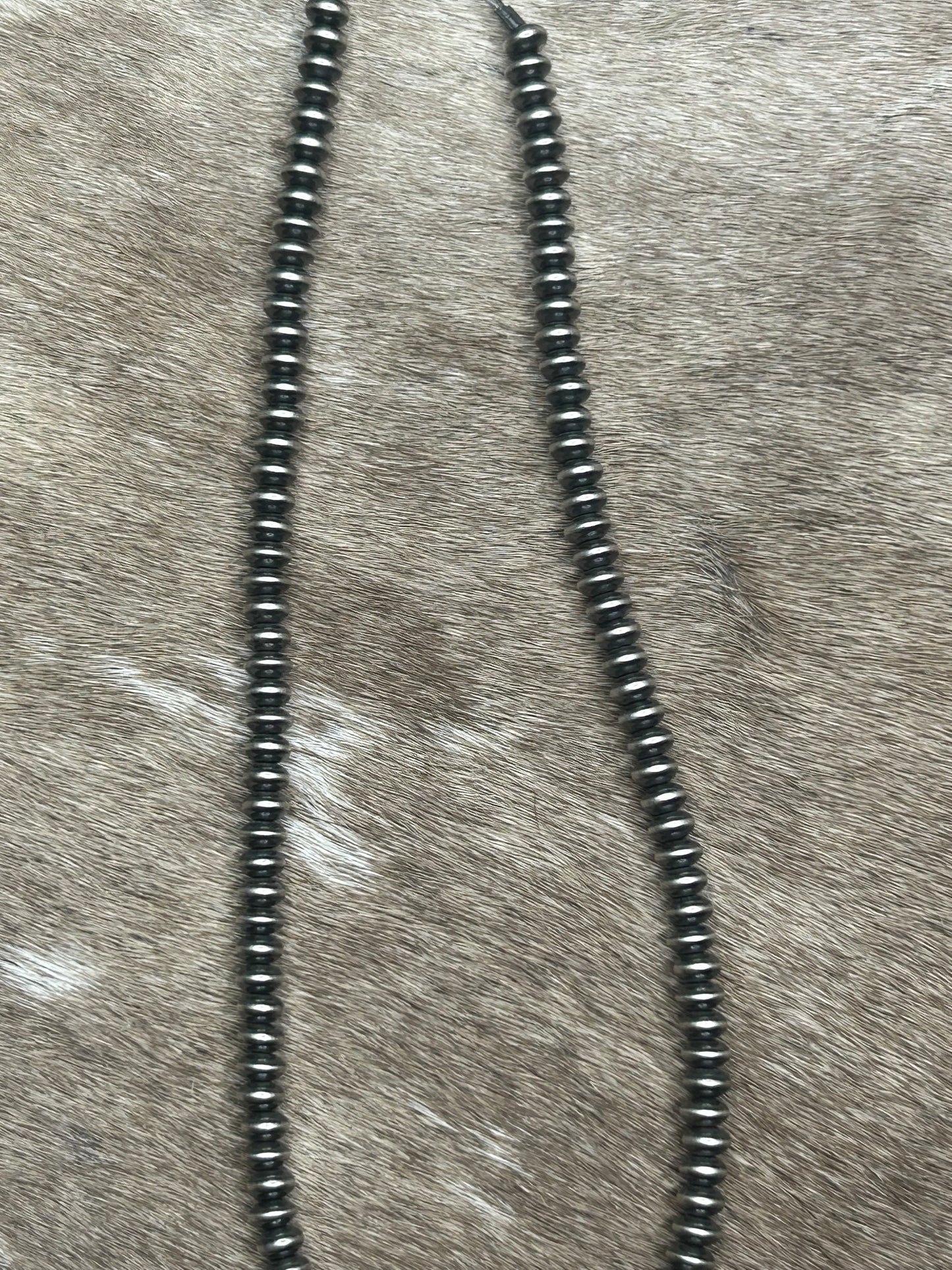 Necklace - Saucer Pearl Necklace - 4.5MM 18" Sterling Silver Southwestern Jewelry