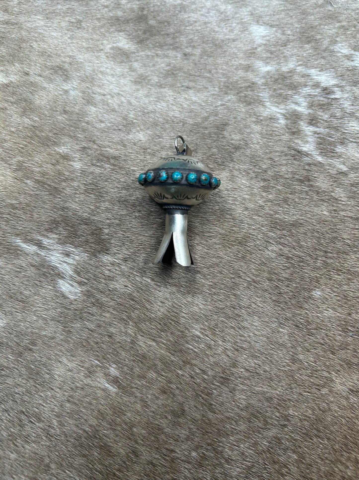 Pendent - Turquoise Blossom Pendant - Sterling Silver Southwestern Jewelry