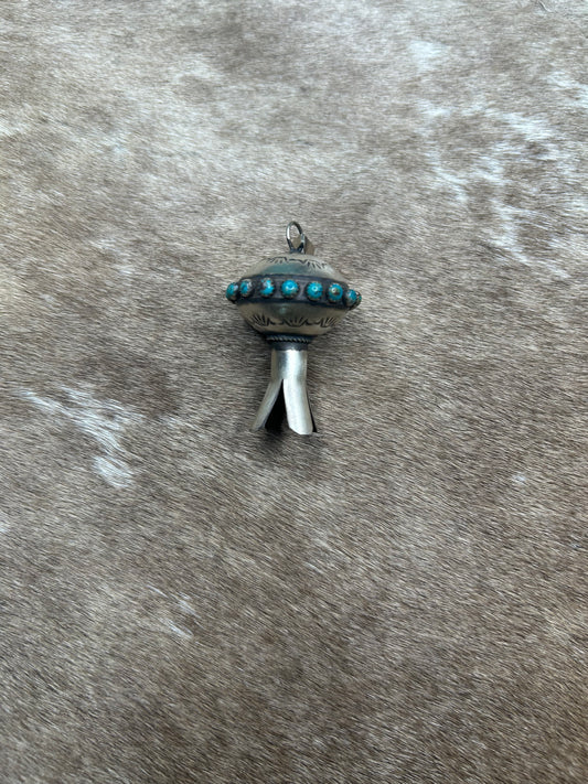 Pendent - Turquoise Blossom Pendant - Sterling Silver Southwestern Jewelry