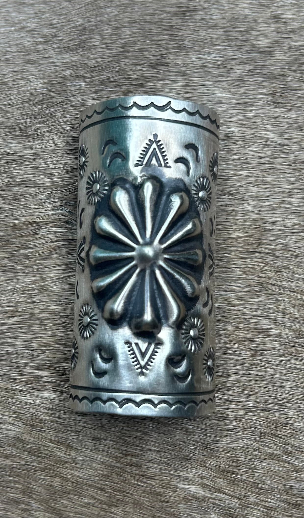 Scarf Slide Ring - Sterling Silver Southwestern Accessory 2"