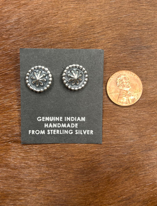 Earrings - Concho Stud Earrings - Sterling Silver Southwestern Jewelry