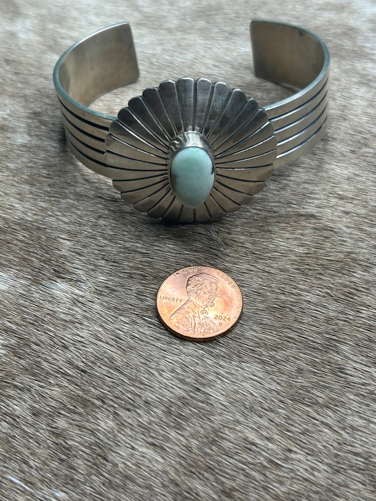 Pendent - Round Pendant with Palomino Stone by D. Benally - Sterling Silver