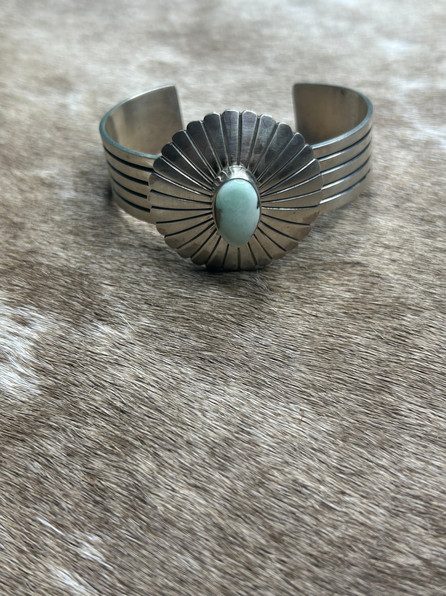 Pendent - Round Pendant with Palomino Stone by D. Benally - Sterling Silver