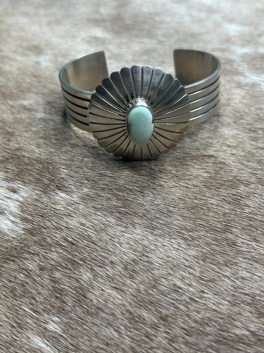 Pendent - Round Pendant with Palomino Stone by D. Benally - Sterling Silver